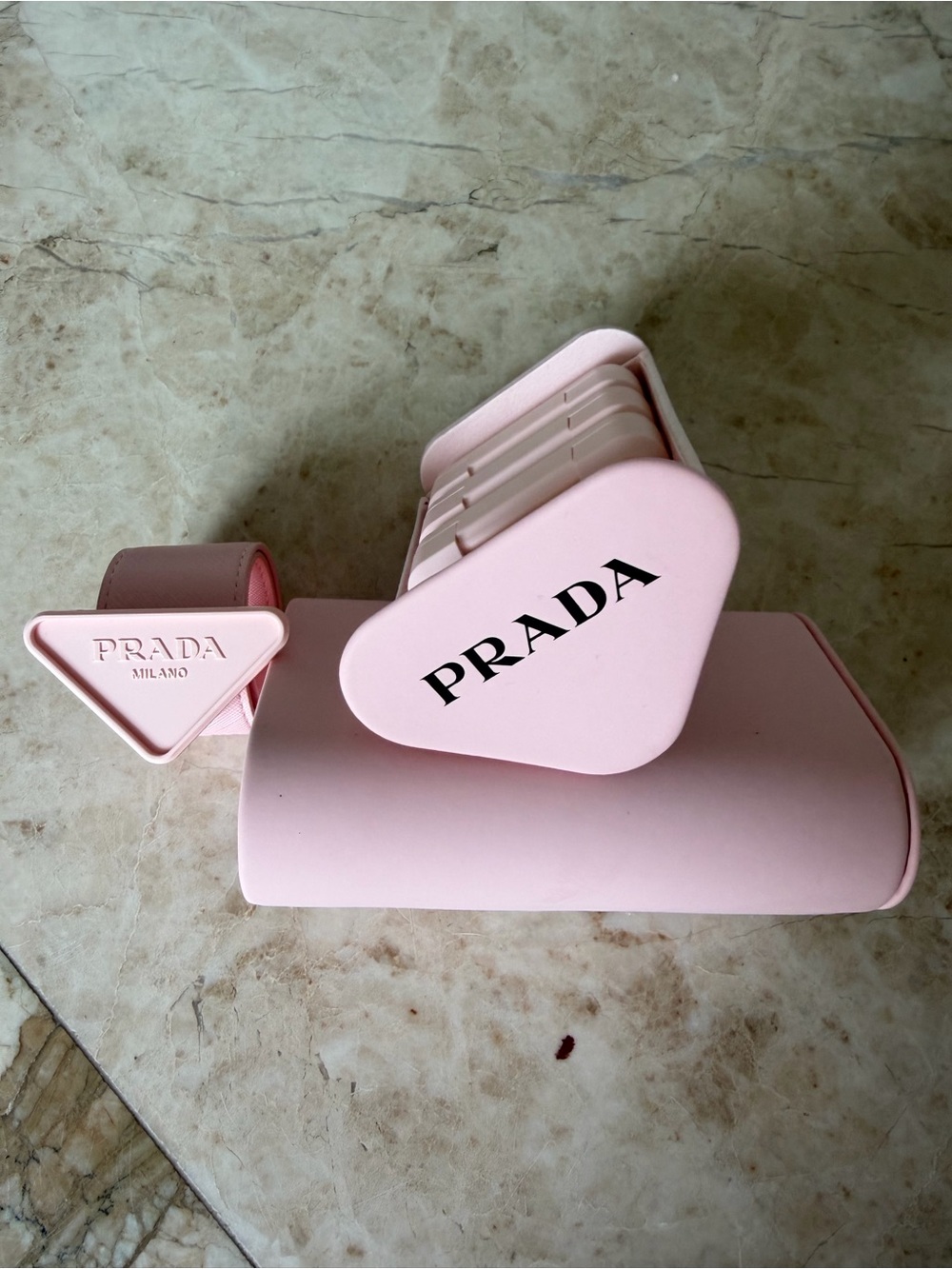 Prada Touch Pink Triangular Cream Blush Set - Soft Rose, Deep Rose, Berry - Picture 4 of 7